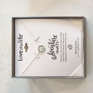 Love This Life Adventure Awaits Sterling Silver Compass Necklace
